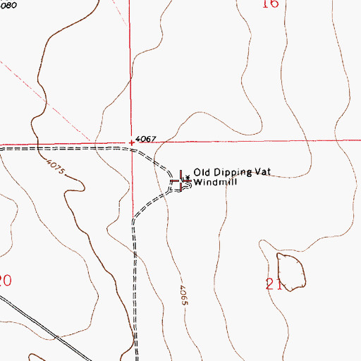 Topographic Map of Old Dipping Vat Windmill, NM
