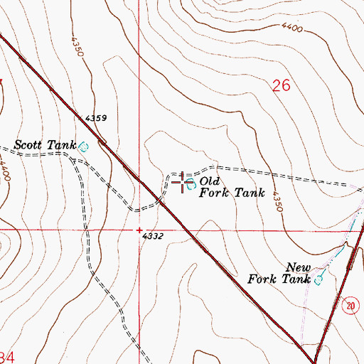 Topographic Map of Old Fork Tank, NM