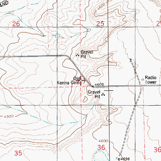 Topographic Map of Old Kenna Cemetery, NM