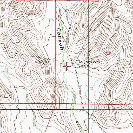Topographic Map of Old Loco Well, NM