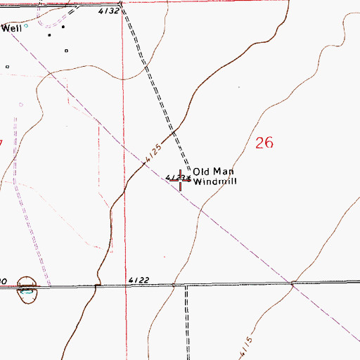 Topographic Map of Old Man Windmill, NM