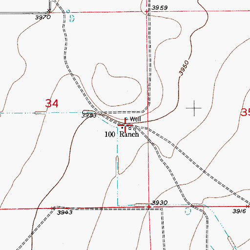 Topographic Map of Onehundred Ranch, NM