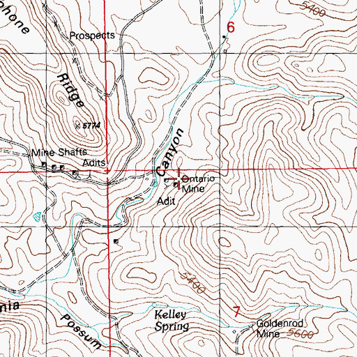 Topographic Map of Ontario Mine, NM