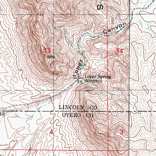 Topographic Map of Lopez Spring, NM
