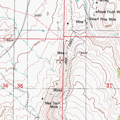 Topographic Map of Ora Mine, NM