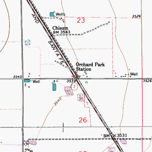 Topographic Map of Orchard Park Station, NM