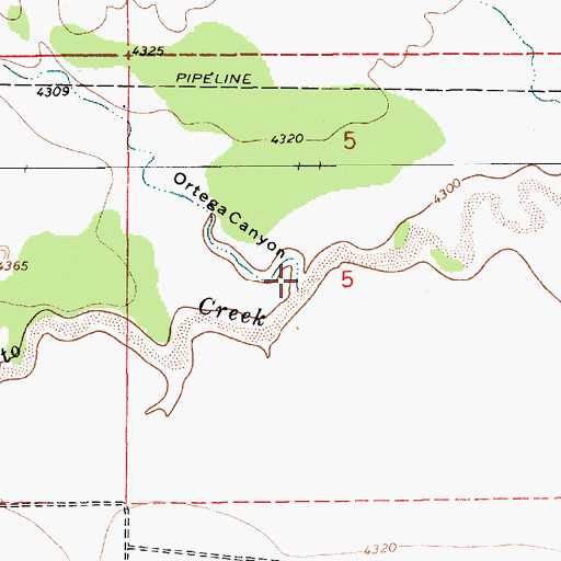 Topographic Map of Ortega Canyon, NM