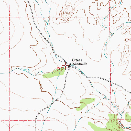 Topographic Map of Ortega Windmills, NM
