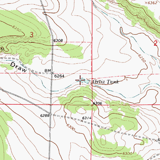 Topographic Map of Ortiz Tank, NM