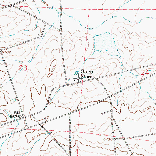 Topographic Map of Otero Store, NM