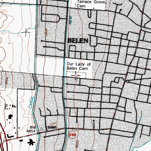 Topographic Map of Our Lady of Belen Cemetery, NM