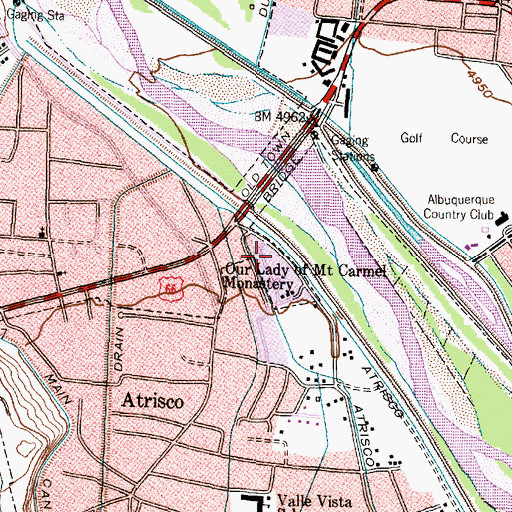 Topographic Map of Our Lady of Mount Carmel Monastary, NM