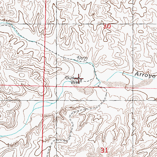 Topographic Map of Outlaw Well, NM