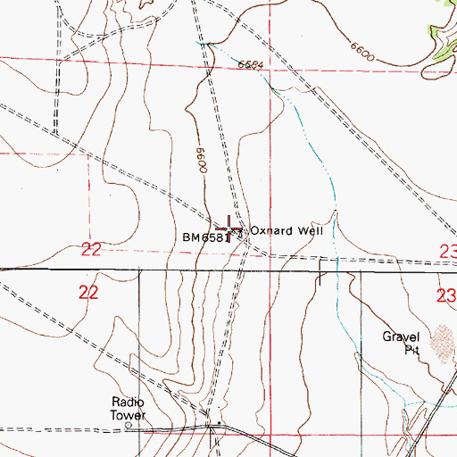 Topographic Map of Oxnard Well, NM