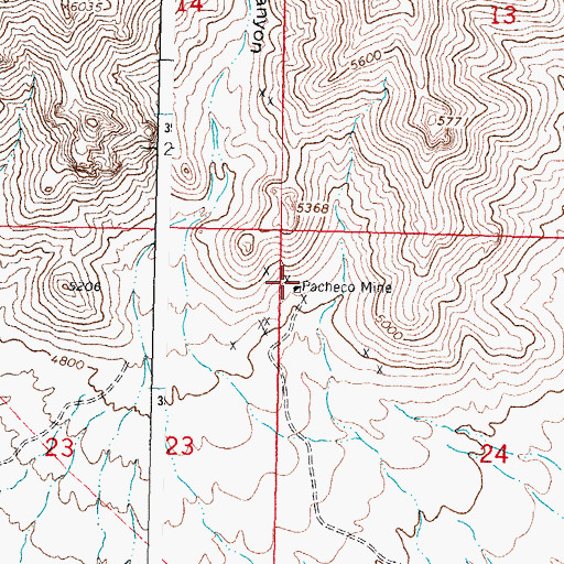 Topographic Map of Pacheco Mine, NM