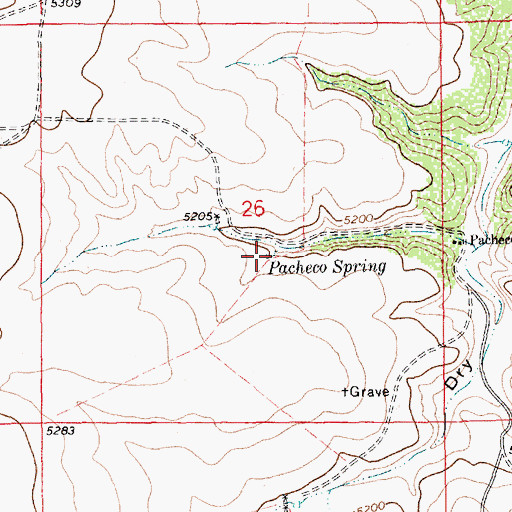 Topographic Map of Pacheco Spring, NM