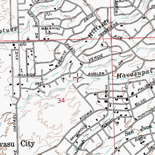Topographic Map of Avalon Drain, AZ