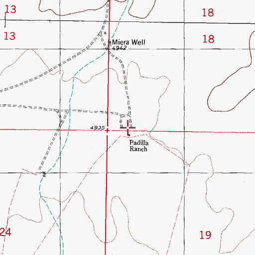 Topographic Map of Padilla Ranch, NM