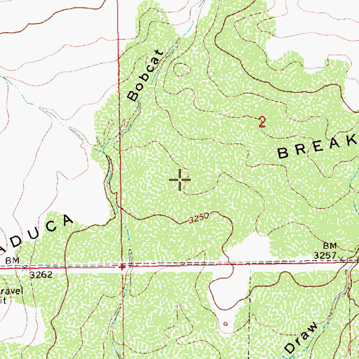 Topographic Map of Paduca Breaks, NM