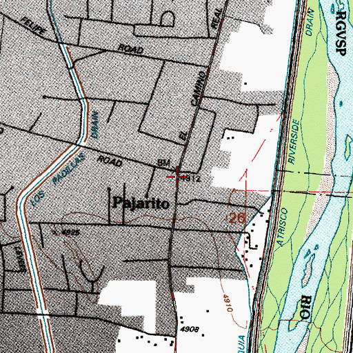 Topographic Map of Pajarito, NM