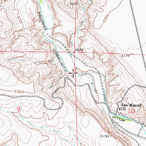 Topographic Map of Palomas Community Ditch, NM