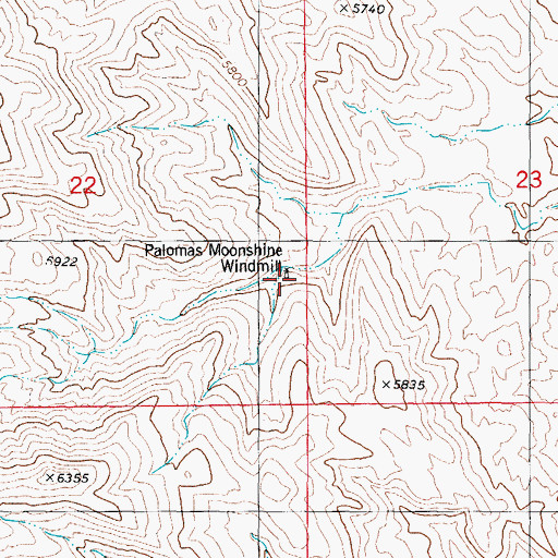 Topographic Map of Palomas Moonshine Spring, NM