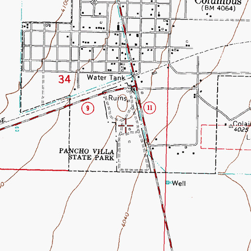 Topographic Map of Pancho Villa State Park, NM
