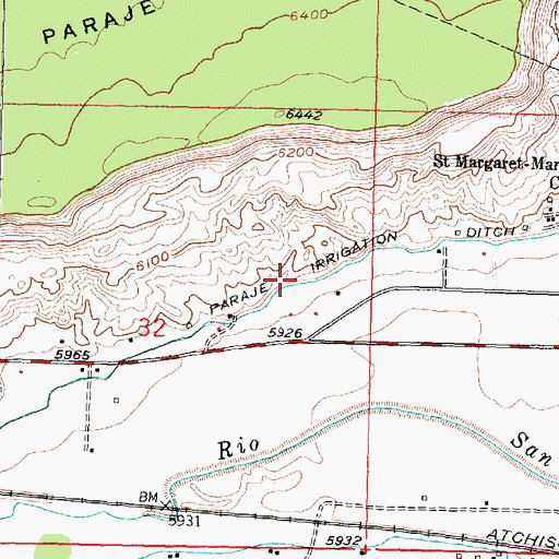 Topographic Map of Paraje Irrigation Ditch, NM