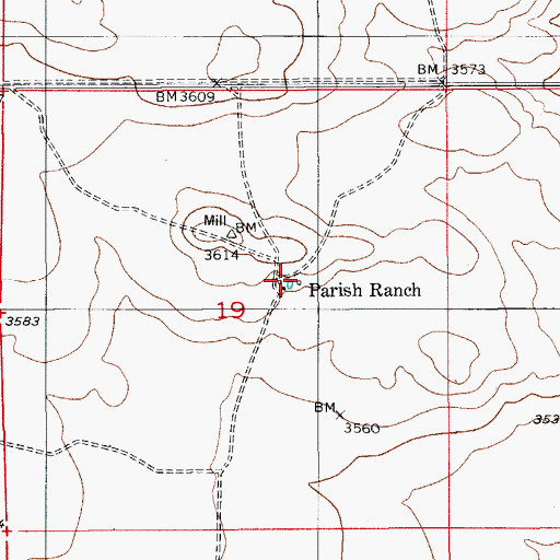 Topographic Map of Parish Ranch, NM