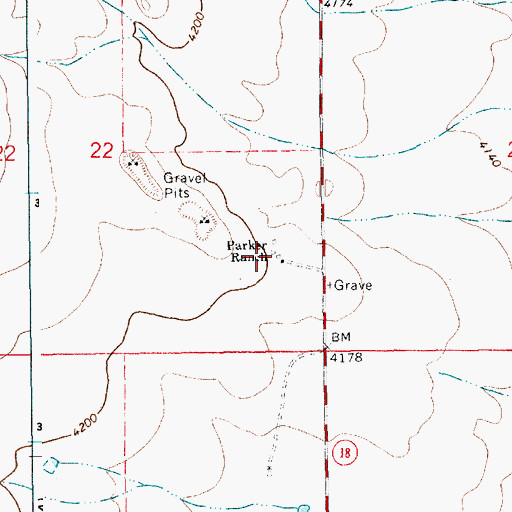 Topographic Map of Parker Ranch, NM