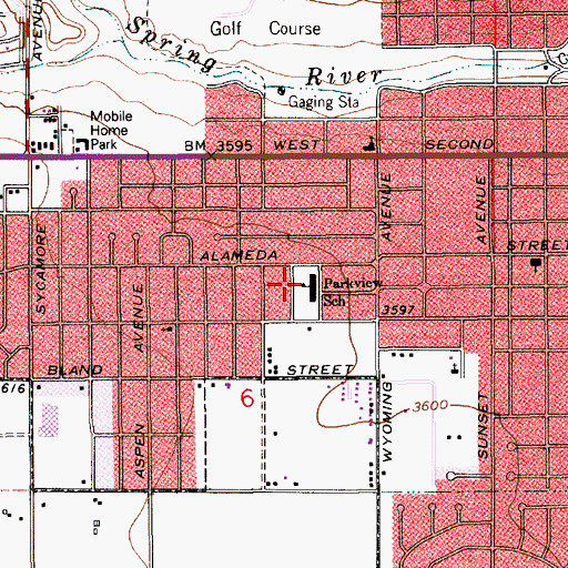 Topographic Map of Parkview School, NM