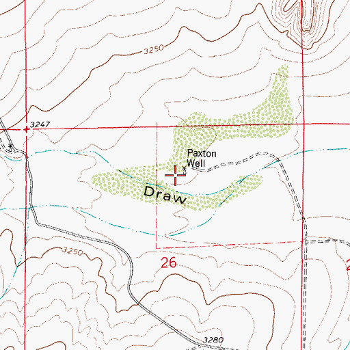 Topographic Map of Paxton Well, NM