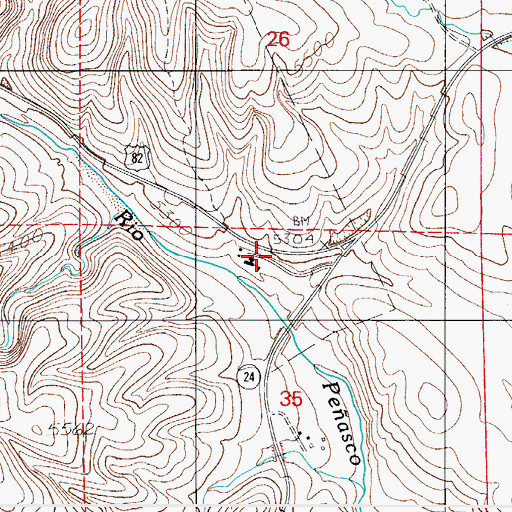 Topographic Map of Penasco School, NM