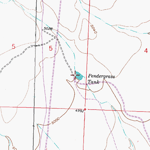 Topographic Map of Pendergrass Tank, NM