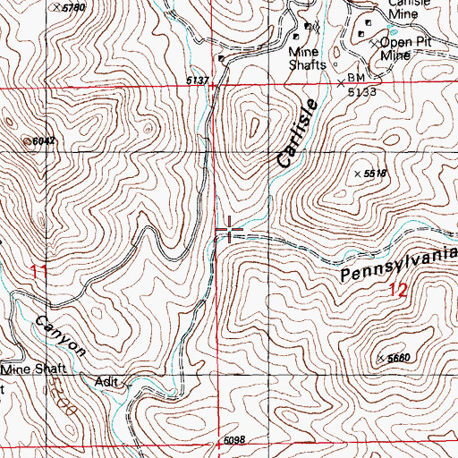 Topographic Map of Pennsylvania Canyon, NM