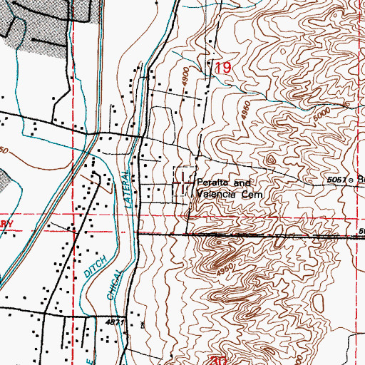 Topographic Map of Peralta and Valencia Cemetery, NM
