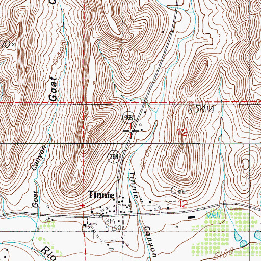 Topographic Map of Percella Ranch, NM