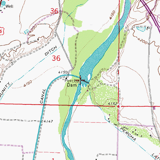 Topographic Map of Percha Dam, NM