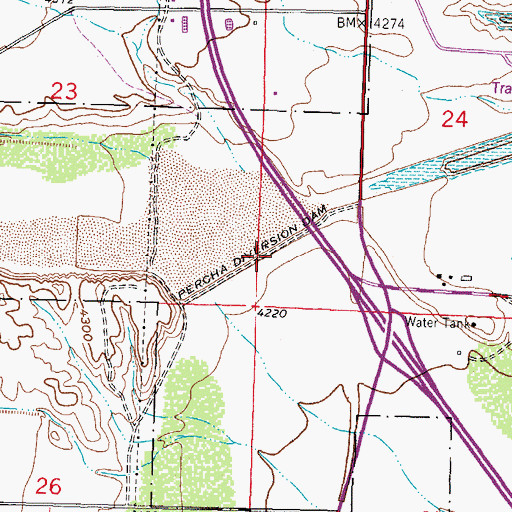 Topographic Map of Percha Diversion Dam, NM