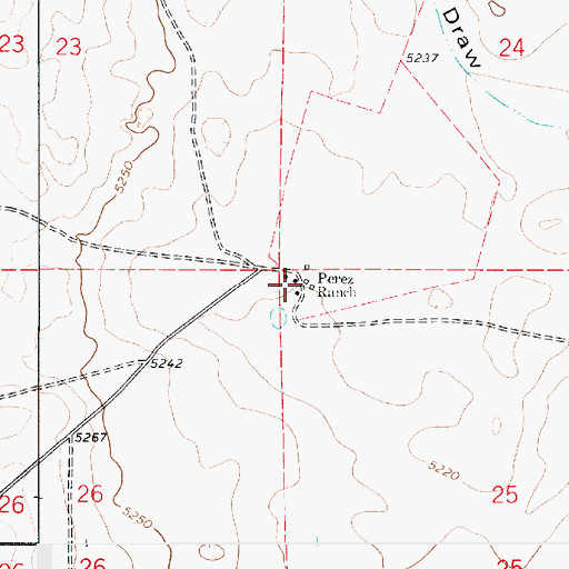 Topographic Map of Perez Ranch, NM