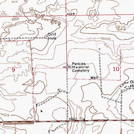 Topographic Map of Perkins Memorial Cemetery, NM