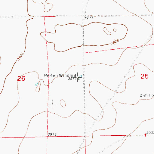 Topographic Map of Perteli Windmill, NM