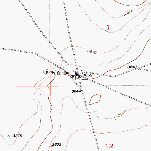 Topographic Map of Petty Windmill, NM
