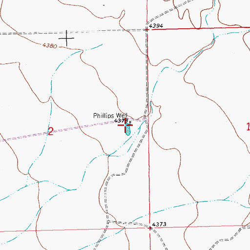 Topographic Map of Phillips Well, NM