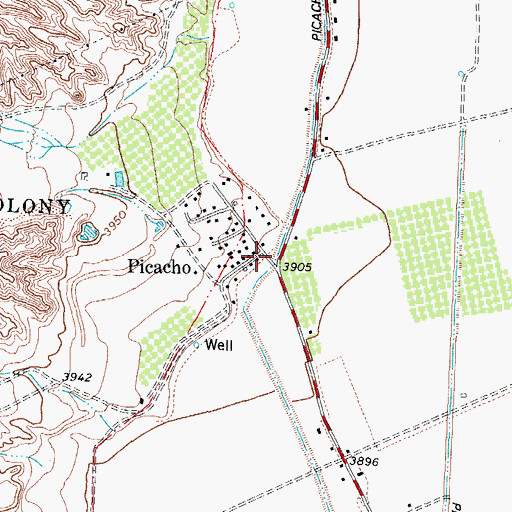 Topographic Map of Picacho, NM