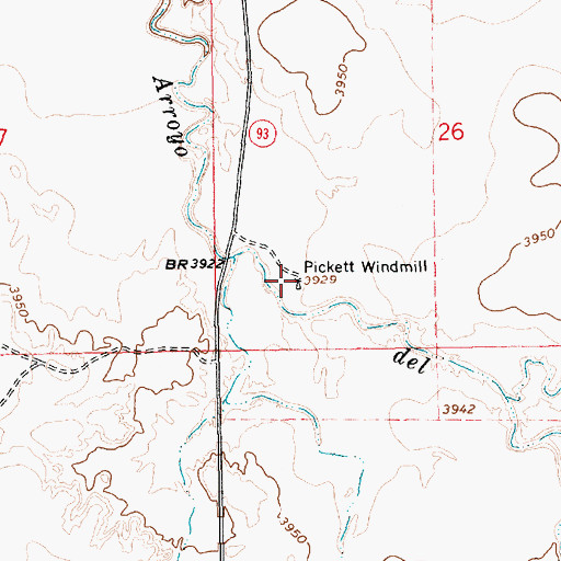 Topographic Map of Pickett Windmill, NM