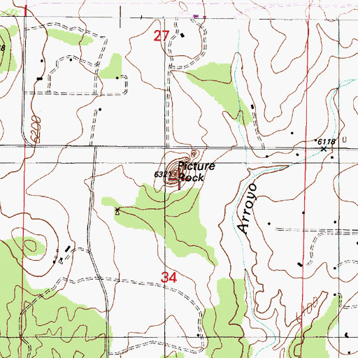 Topographic Map of Picture Rock, NM