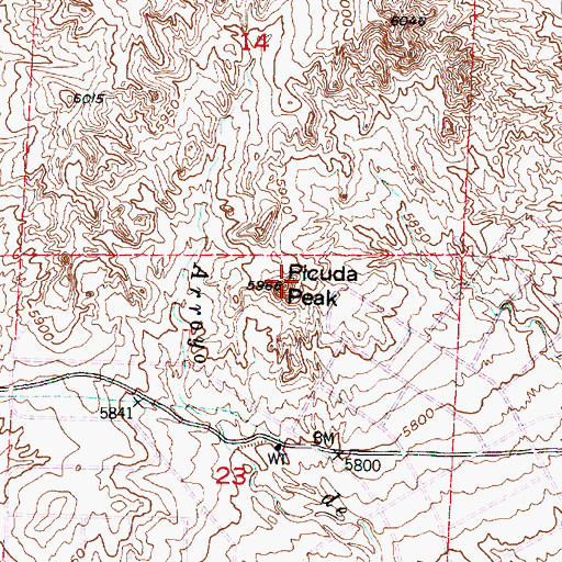 Topographic Map of Picuda Peak, NM
