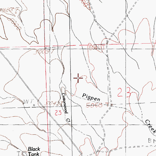 Topographic Map of Pigpen Creek, NM