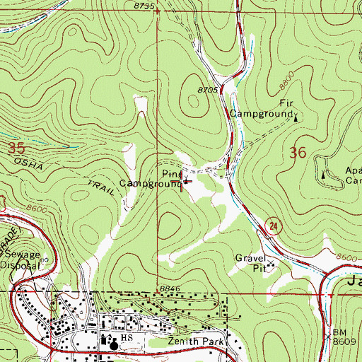 Topographic Map of Pine Campground, NM